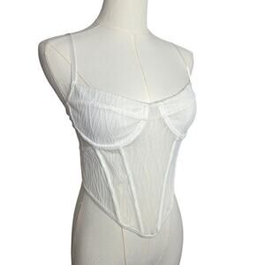 White Lace Open Back Corset Top